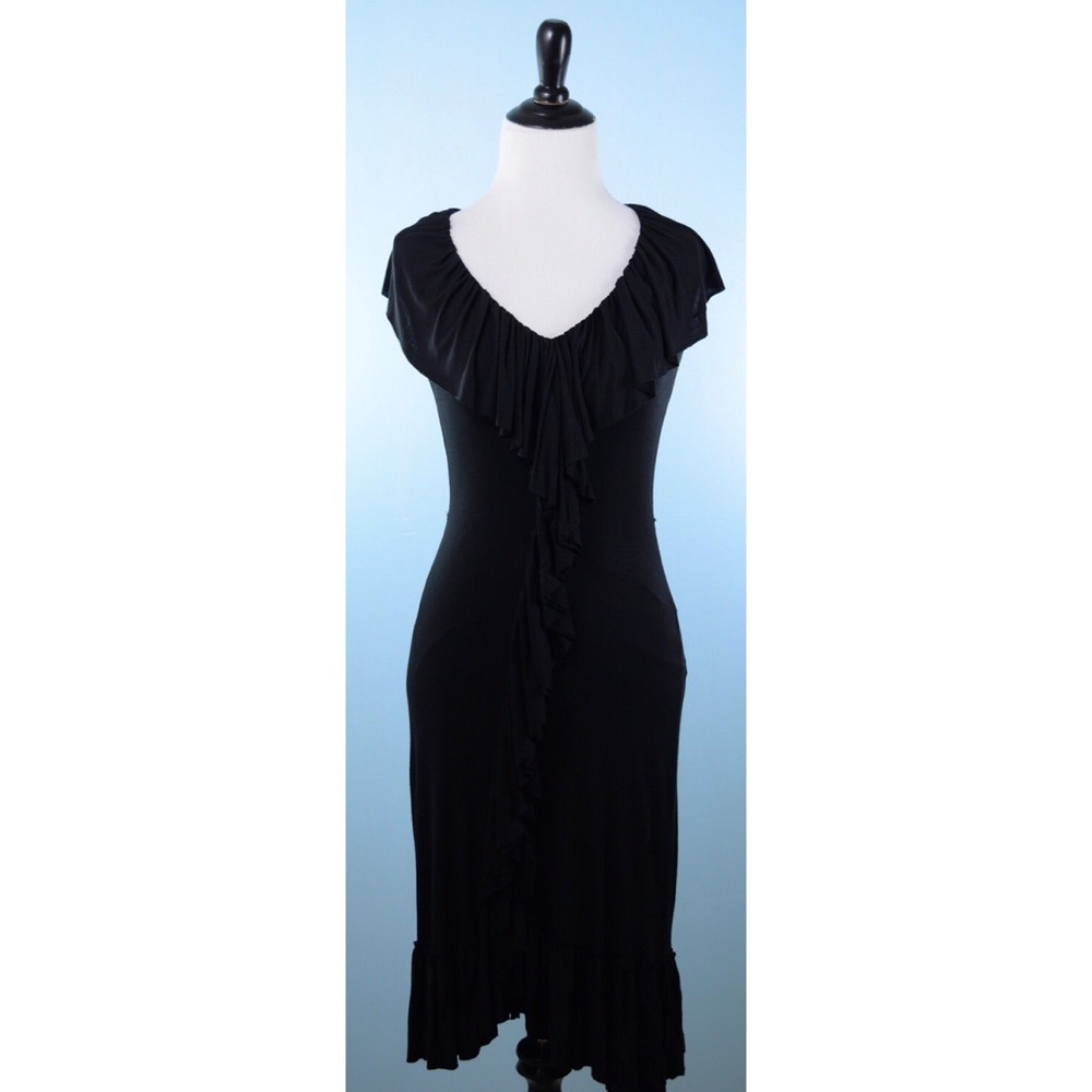 BAILEY 44 black ruffle front dress XS